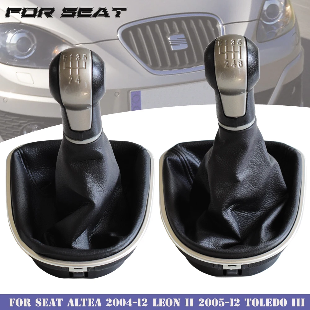 

Gear Shift Knob Lever Shifter 5 6 Speed ABS With Leather Gaiter Complete Sets For Seat Altea 2004-12 Leon II 2005-12 Toledo III