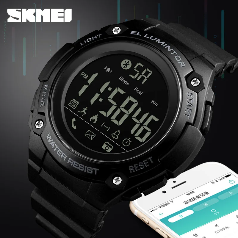 

SKMEI Fashion Smart Watch Men Calorie Alarm Clock Bluetooth Watches 5Bar Waterproof Smart Digital Watch Relogio Masculino