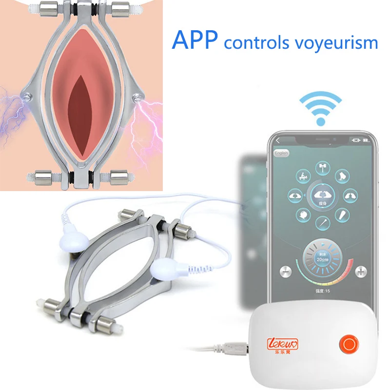 Tanie App Electric Shock Labia Clip Clitoris Clamps Stimulator BDSM Bondage Peeping Vagina sklep