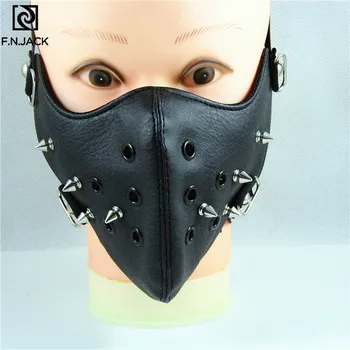 

Fashion Motorcycle Punk Rock Face Mask Hip-hop Halloween Party Leather Mask
