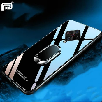 Перейти на Алиэкспресс и купить ДЛЯ VIVO V17 чехол из закаленного стекла Твердый чехол для VIVO S1 Pro V17 Neo Pro Чехол с магнитным кольцом автомобильный держатель Coques