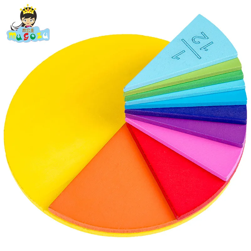 

Young STUDENT'S Learning Appliances Math Count Fraction Study Set Wooden Counting round Plates