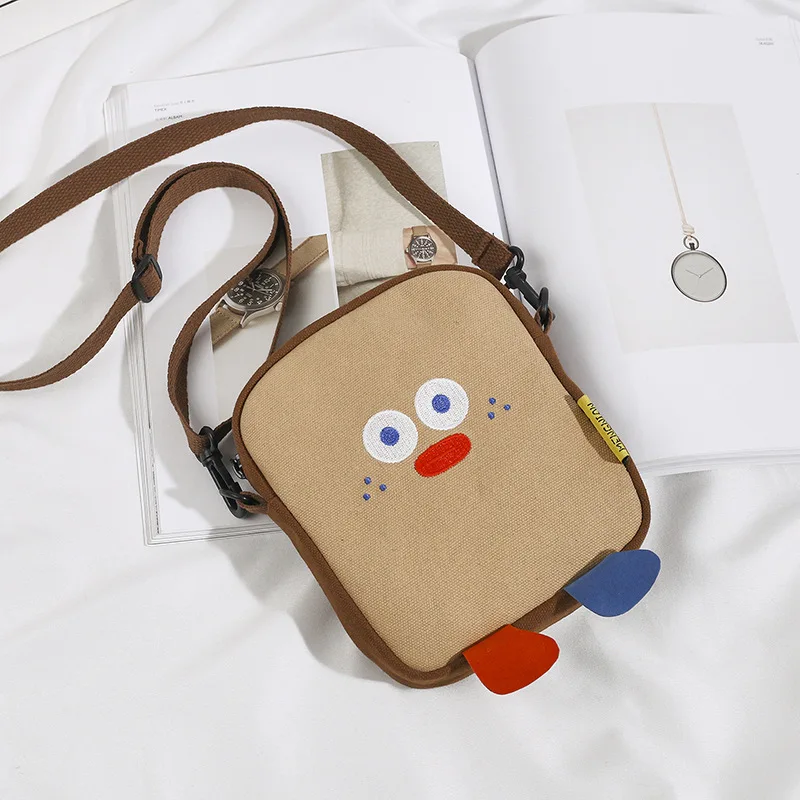 

2019 new JIULIN Korean version of canvas cute cartoon shoulder diagonal female bag
