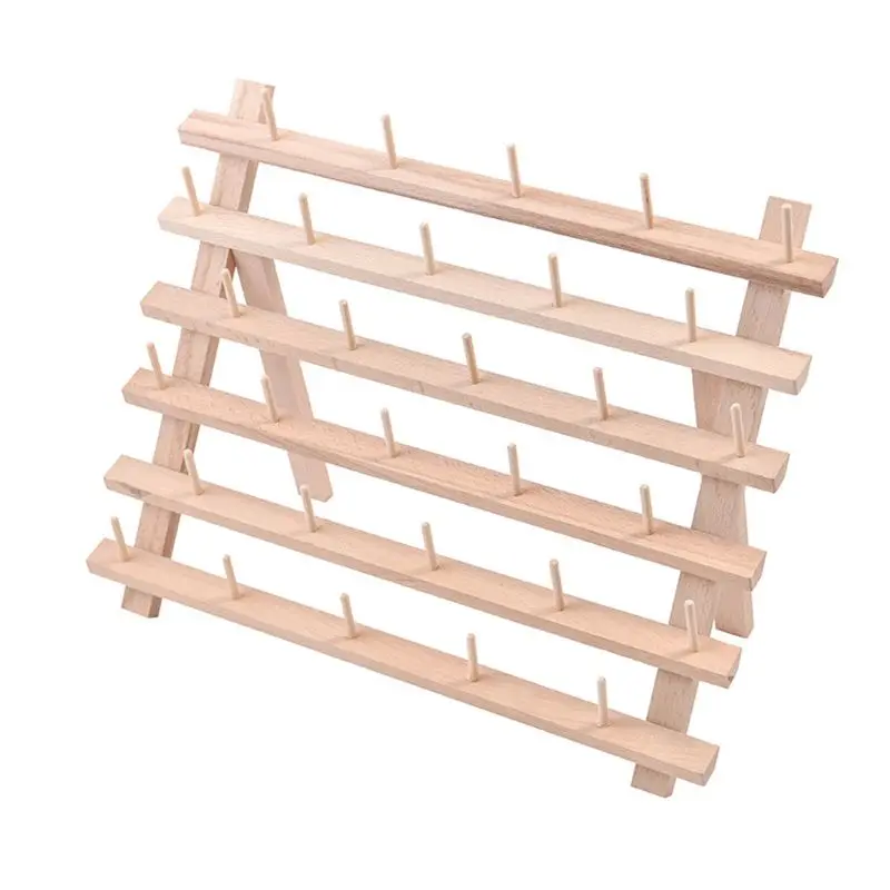 

2020 New Foldable Wood Thread Stand Rack Organizer 30 Spool Cone Embroidery Machine Hold