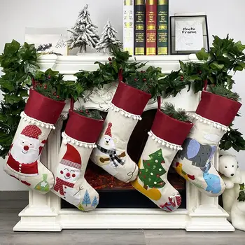 

Christmas Wool Socks Gift Bags Ornaments Xmas Stockings New Year'S Socks Christmas Decorations 2021 for Home 6 Series
