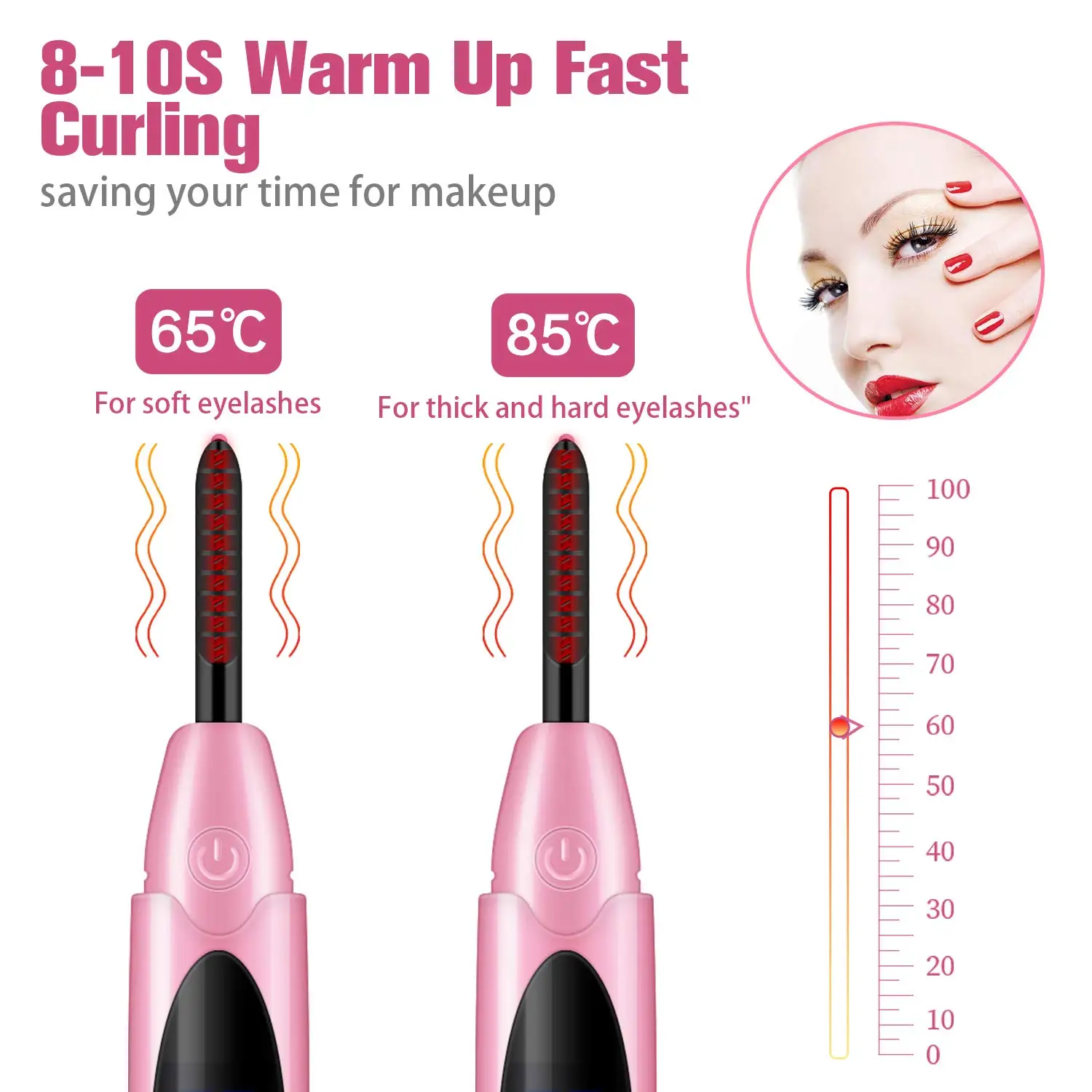 Elektrisch beheizter Wimpernzange, USB-Aufladung, Lifting-Wimpern-Curling-Kit, lang anhaltender, natürlicher Wimpernzange, Make-up-Tools für Frauen_voghion.com