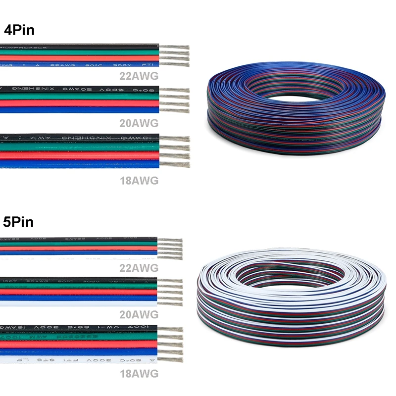 2/3/4/5pin Соединительный кабель для светодиодной электрической проволоки 22AWG 20AWG 18AWG