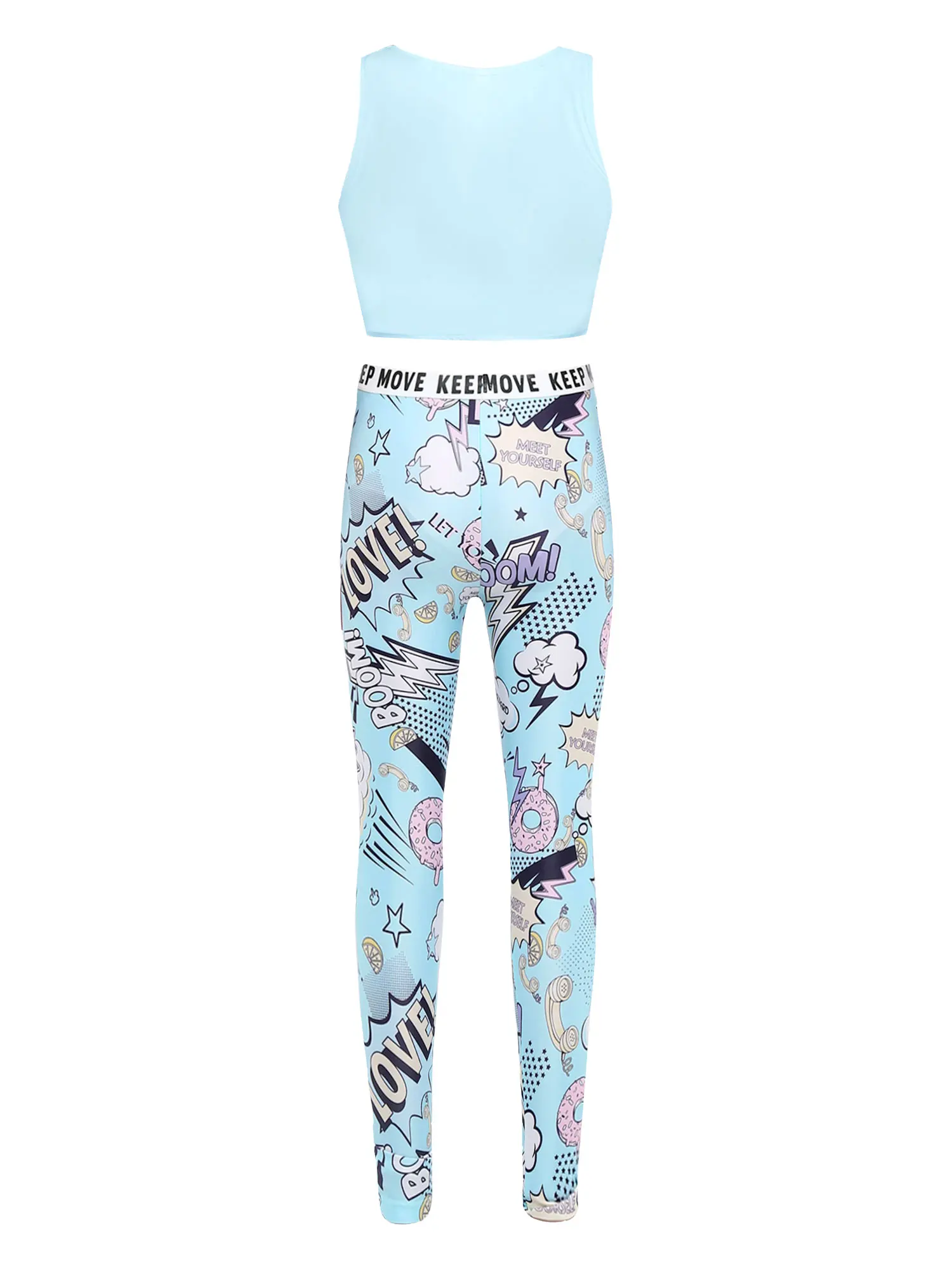Kids Girls Child Ballet Dancewear Workout Gymnastics Outfits Sport Bra Top Tank Tops with Pants Leggings Set Dance Class Outfits