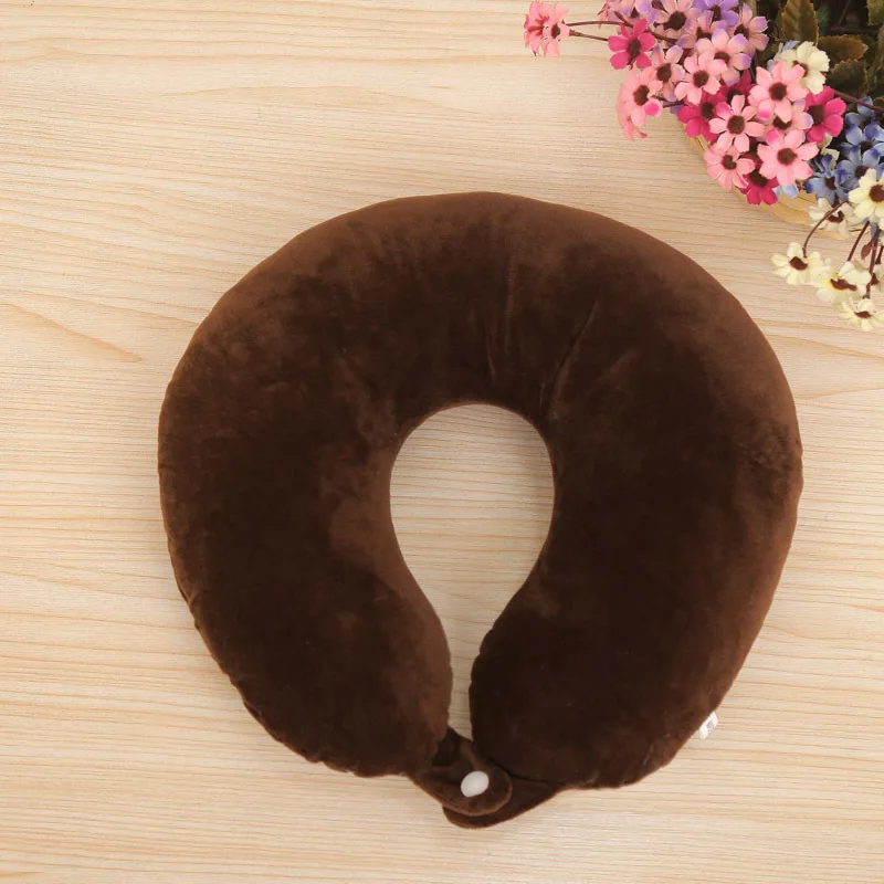 Factory Price Multi-color Flannelette Neck Pillow Solid Color U-SHAPE Pillow Gift Customization Pp Cotton Support Customization