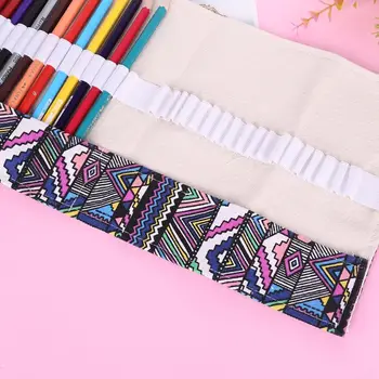 

36/48/72 Holes Canvas Wrap Roll Up Pencil Case Pen Bag Holder Storage Pouch New G92E