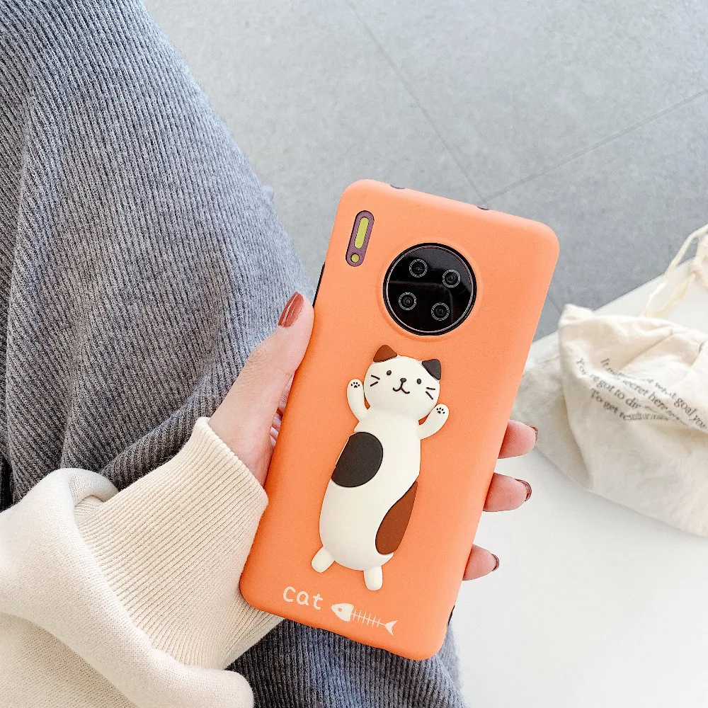 3D животное кошка ТПУ Мягкий анти-сломанный телефон защитный чехол для iPhone 11 Pro Max huawei P30 P30 Plus mate 30 Pro