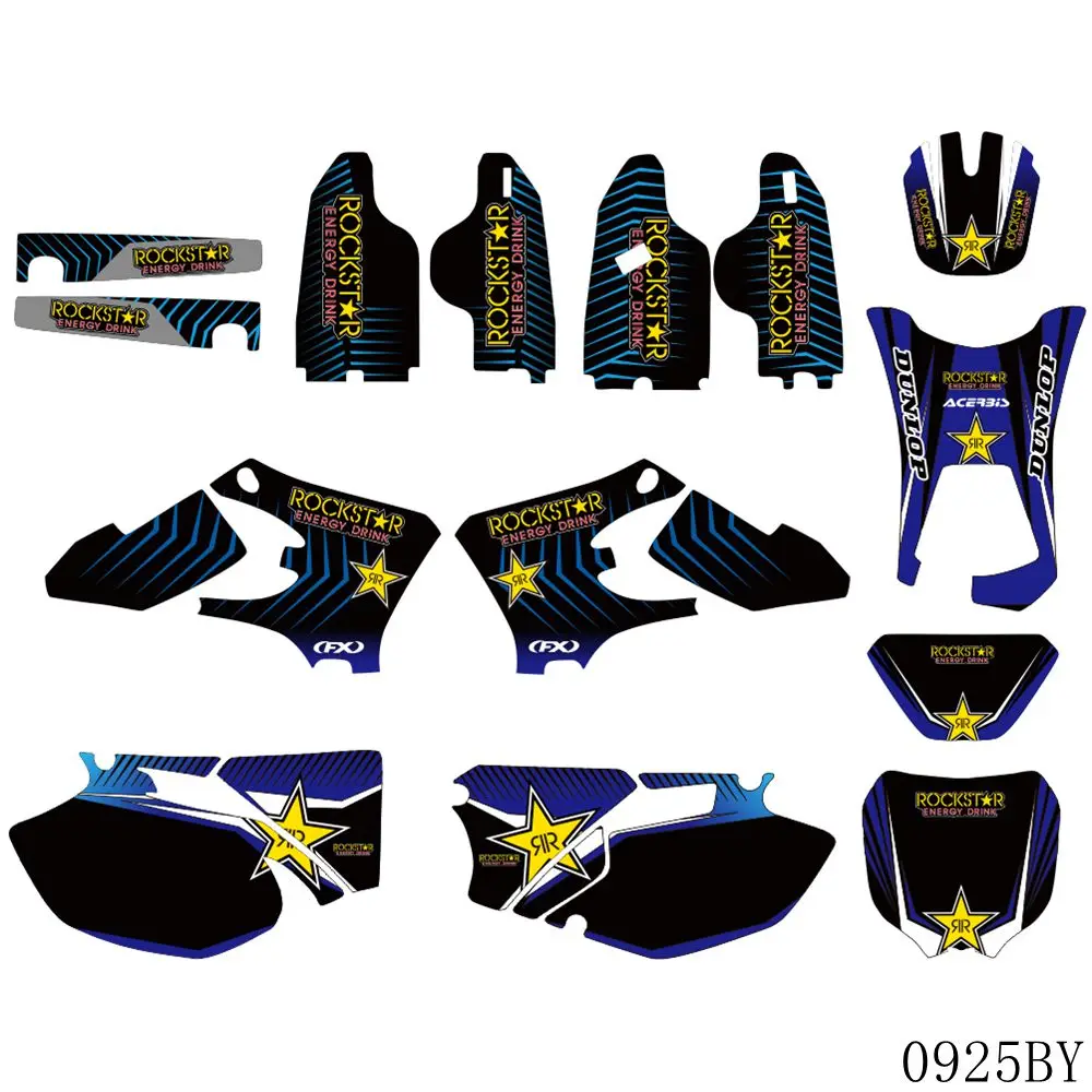 Full Graphics Decals Stickers Motorcycle Background Custom Number Name