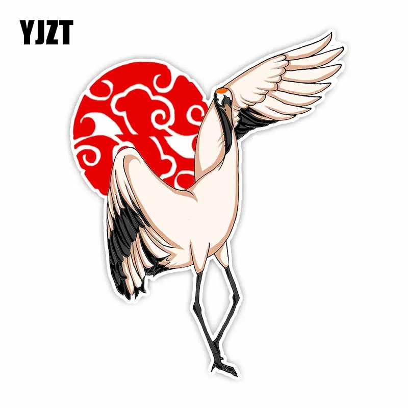 YJZT 15.5CM*12.2CM Interesting Animal Red-Crowned Crane Decor Car Sticker PVC C29-1270 | Автомобили и мотоциклы