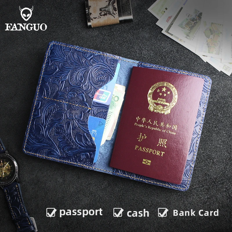 

Handmade Genuine Leather Passport Case Solid ID Card Slots Credit Card Holder Business Short Travel Wallet For Women, For Male