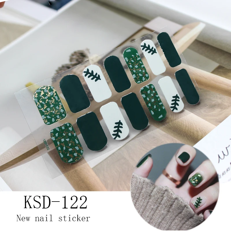 14 насадок голографические наклейки для ногтей новые стили лазерные блестки для дизайна ногтей советы модный тренд Полный Обертывания водонепроницаемые аксессуары для маникюра - Цвет: KSD122