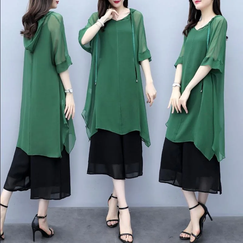 

2019 New Style WOMEN'S Dress Summer Three-piece Pants Chiffon Tops Camisole Loose Pants Casual Fashion WOMEN'S Suit Large Size