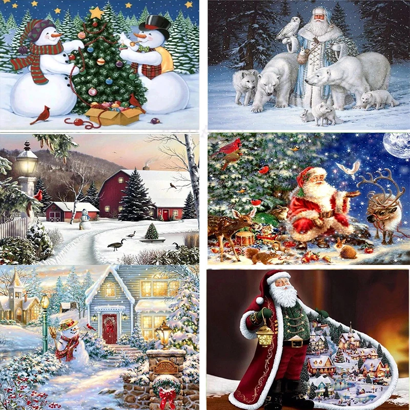

5D Full Diy Diamond Painting Santa Claus Mosaic Handmade Winter Scenery Cross Stitch Diamond Embroidery Decor Christmas gifts