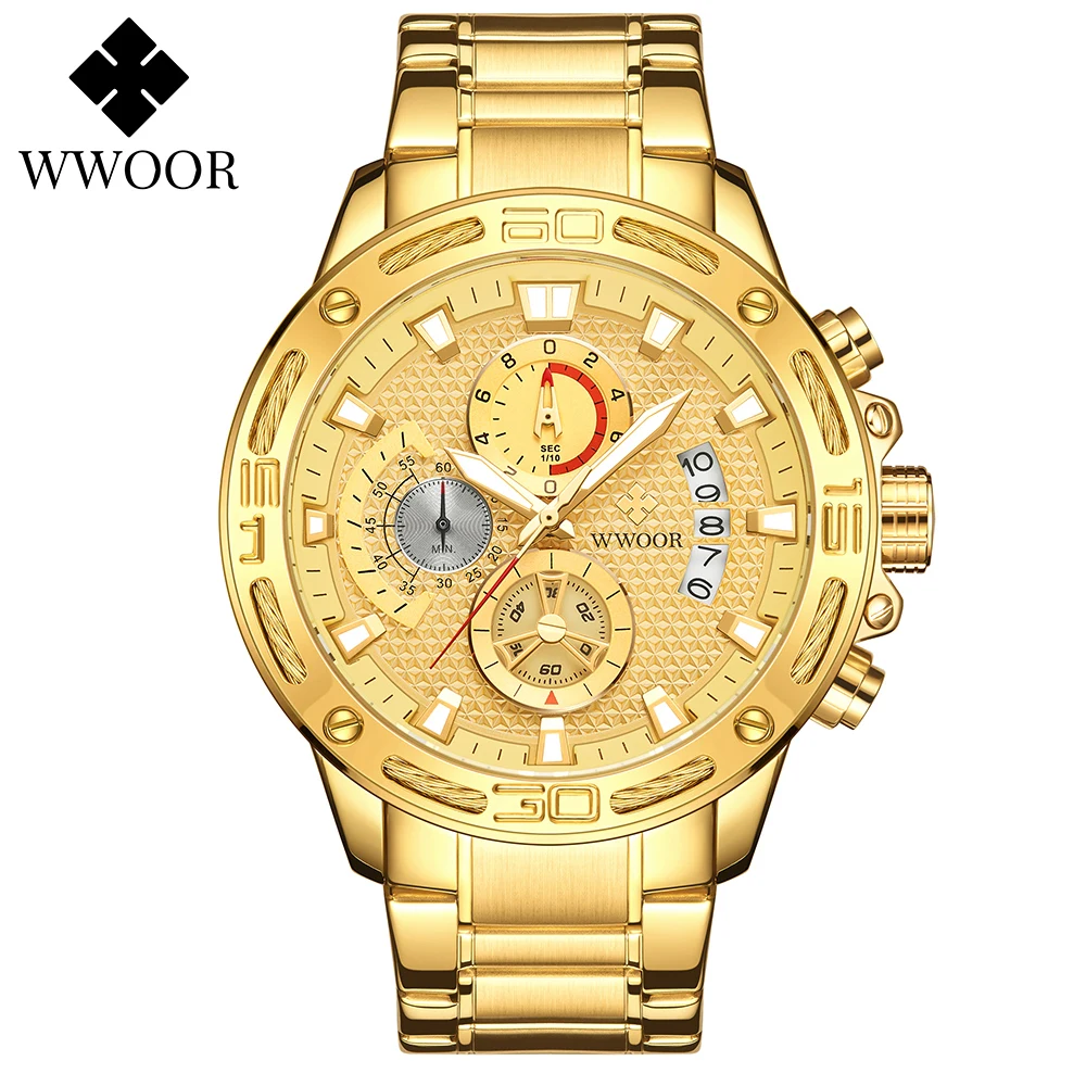 Relojes Hombre WWOOR часы для мужчин s Топ Роскошные золотые кварцевые наручные Военный
