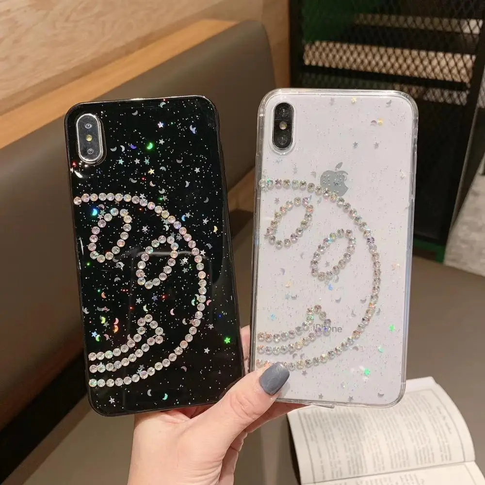 Модный чехол со смайликом для Apple iphone 6 7 8 Plus X XR XS MAX блестящий задней панели 6plus 7plus