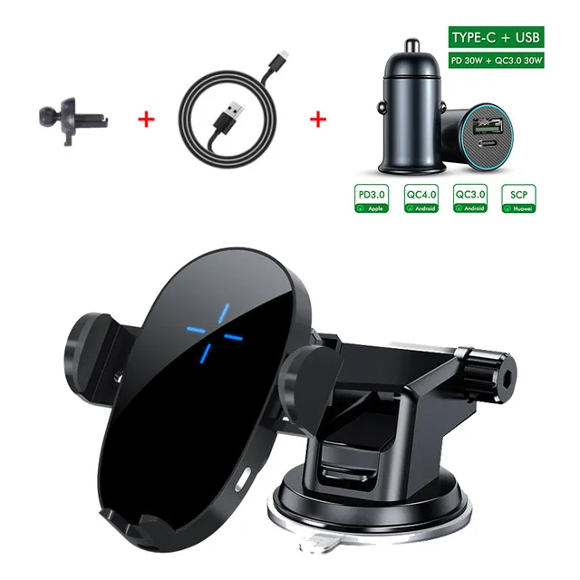 15W QI wireless car charger intelligent induction fast charger for iphone 12pro max 12 12pro new version car phone holder CE CC type c