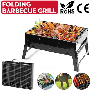 

Foldable BBQ Grills Patio Barbecue Charcoal Grill Stove Stainless Steel Outdoor Camping Picnic Barbecue BBQ Accessories Tools