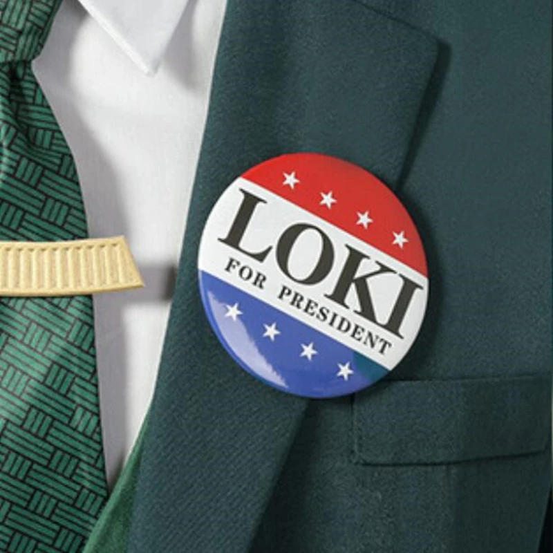 Movie Loki Superhero President Badge Cosplay Acrylic Pins Brooch Prop Accessories