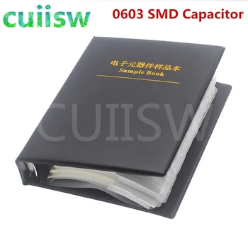 

0603 SMD Capacitor Sample Book 90valuesX50pcs=4500pcs 0.5PF~2.2UF Capacitor Assortment Kit Pack