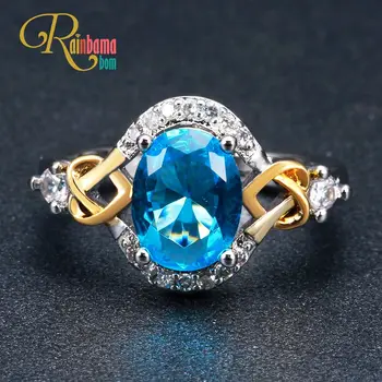 

Rainbamabom Vintage 925 Solid Sterling Silver Aquamarine Gemstone Birthstone Cocktail Unisex Ring Antique Fine Jewelry Wholesale