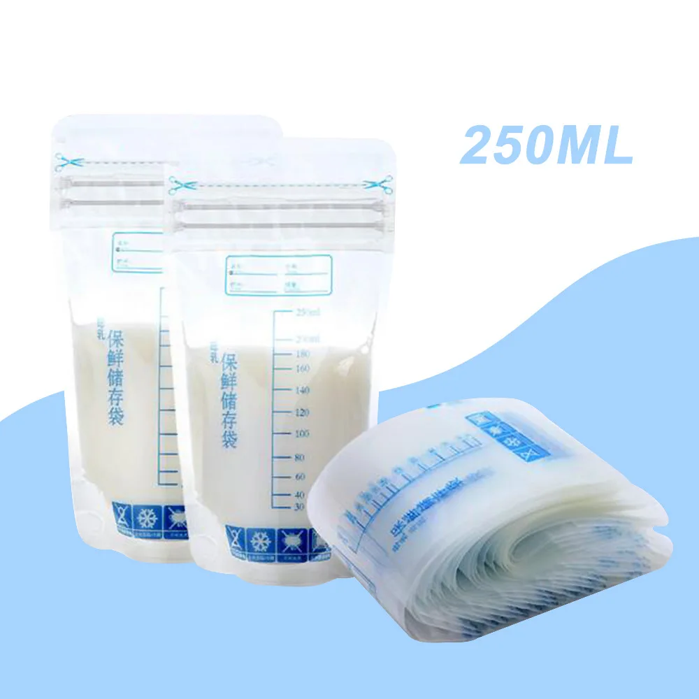 10-20pcs 250ml Milk Freezer Bags Mother Milk Baby Food Storage Breast Storage Bag BPA Free Baby Safe Feeding Bags Feeding