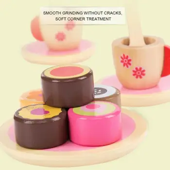

2019 Simulate Wooden Kitchen Tableware Set Pink Set Gift For Girls Educational Baking Toy Tools Baby Early Education Puzzle