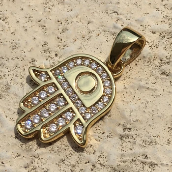 

Classic gold Hand Pendants AAA CZ Zircon Palm Hamsa hand Necklace Turkey Jewelry For Women