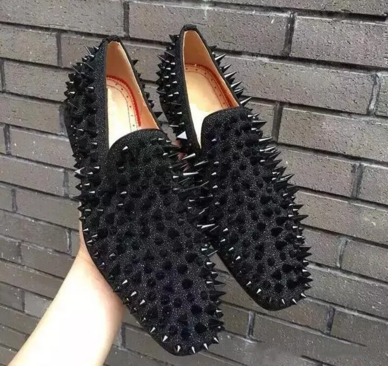 

Luxury Designer Red Bottom Loafers For Men Women Genuine Leather Slip On Platform Casual Sneakers Spikes Wedding 38-46