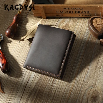 

Real Cow Leather Designer Retro Men Wallet Trifold Simple Men's Cash Purse Popular Classic Money Clip Credit Card Case Hot Sale