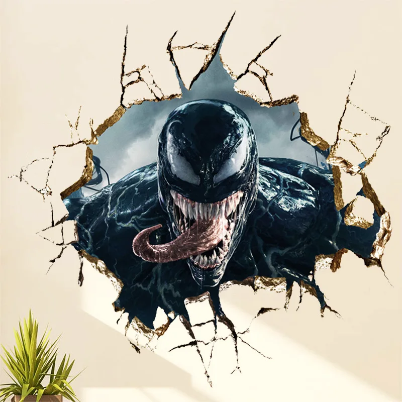 Домашний Декор 3d venom Наклейка на стену съемный мультфильм аниме наклейки милые