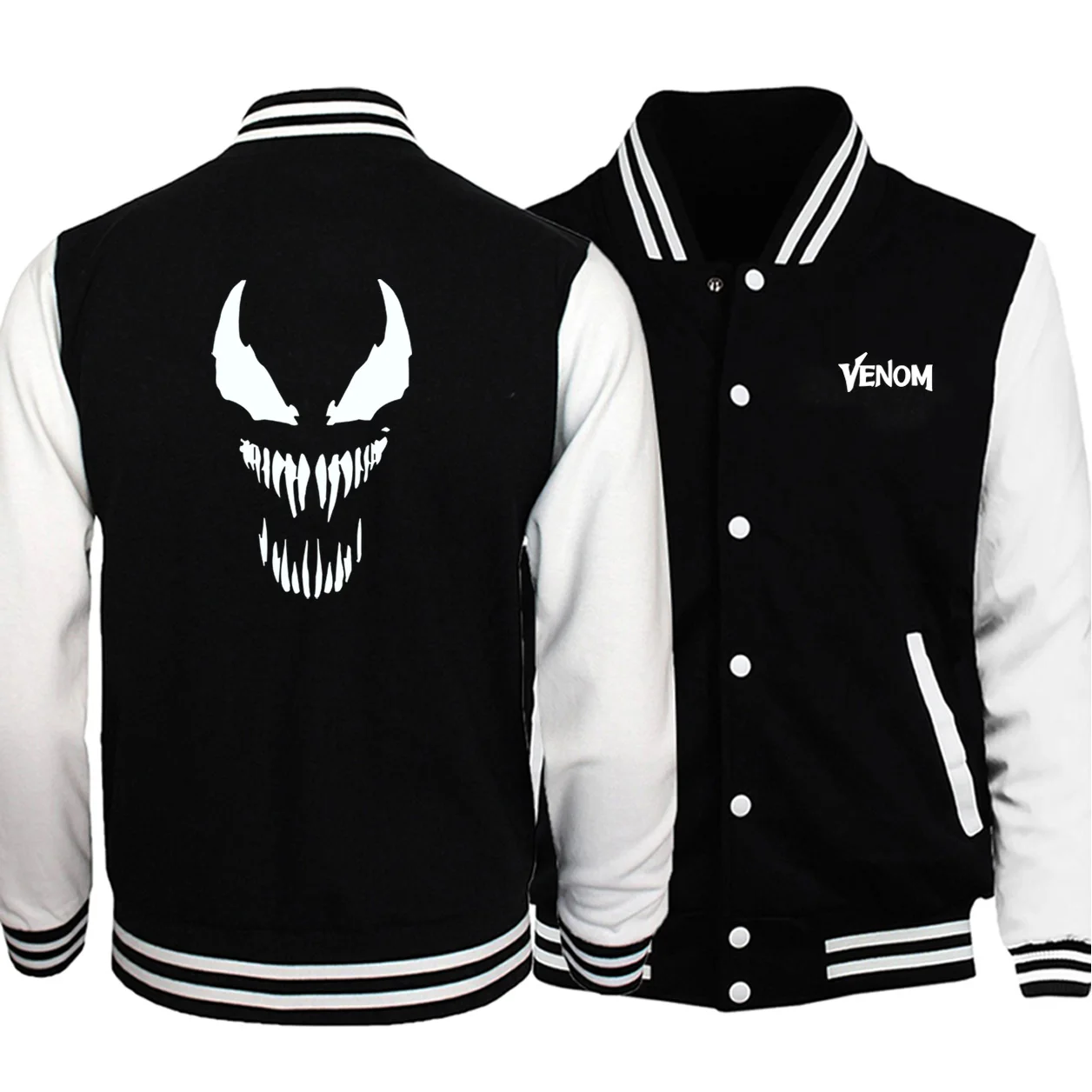 Новинка, модная мужская бейсбольная куртка Venom, осенние мужские пальто в стиле милитари, Повседневная флисовая верхняя одежда в стиле хип-хоп, мужская одежда в стиле Харадзюку