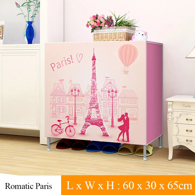 Romatic Paris Многослойные нетканые тканевые туфли стеллаж хранение обуви пылезащитный домашний компактный органайзер для обуви шкаф складная обувь шкаф - Цвет: Romatic Paris
