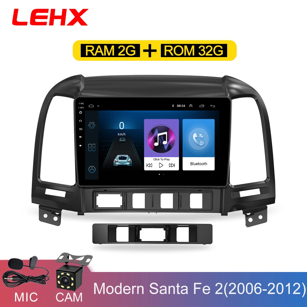 Продажа LEHX Автомагнитола Android 8,1 2 Din мультимедийный плеер для hyundai Santa Fe 2005 2012 wifi автомобильный DVD font b Gps b font навигация