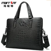 Men's Real-Leather Bag Business Crocodile Pattern Men's Handbag First Layer Cowhide Leather Briefcase Tide 8803