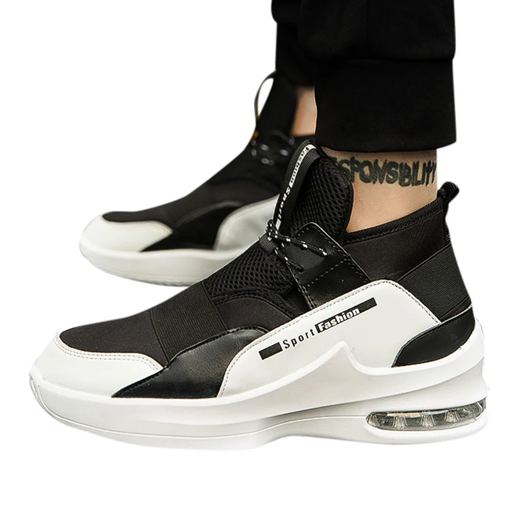 Anti-Smashing Men's chunky sneakers High-Top Comfortable Outdoor Sports male Shoes Elastic Band Damping Non-Slip Sneakers