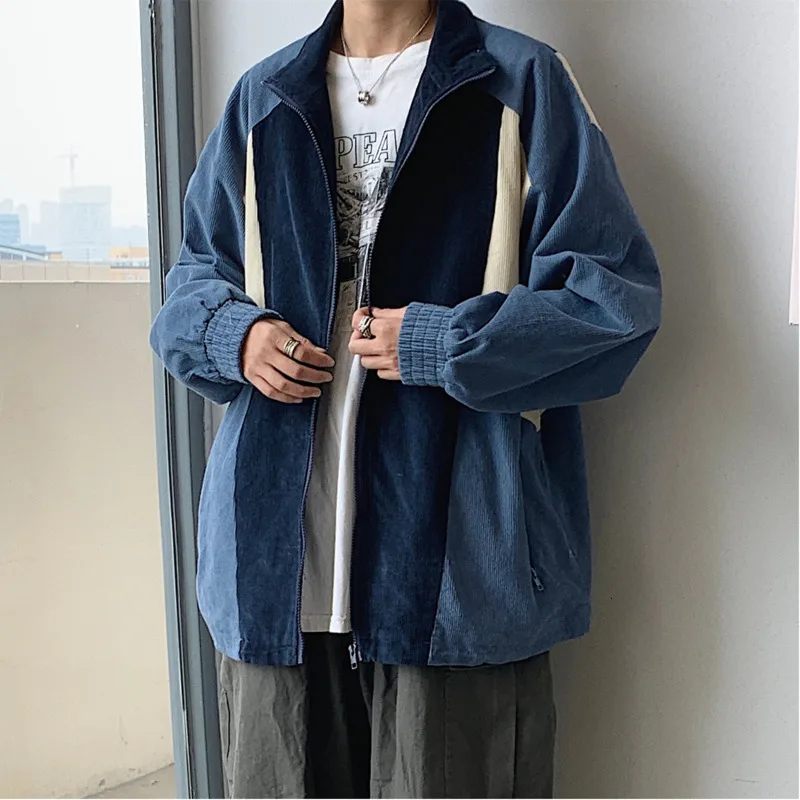 

Autumn Corduroy Jacket Men Fashion Hit Color Casual Cotton Jacket Coat Man Streetwear Hip Hop Loose Bomber Jacket Men Clothes