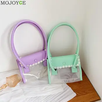 

Shoulder Handbag Women PVC Transparent Daisy Classic Creative Design Chic Casual Splicing PU Beach Travel Totes Bags