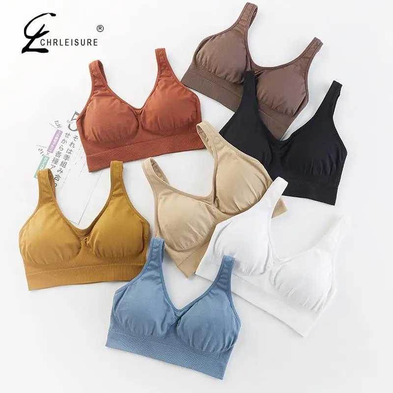 Женский спортивный бюстгальтер CHRLEISURE однотонный сексуальный топ с круглым