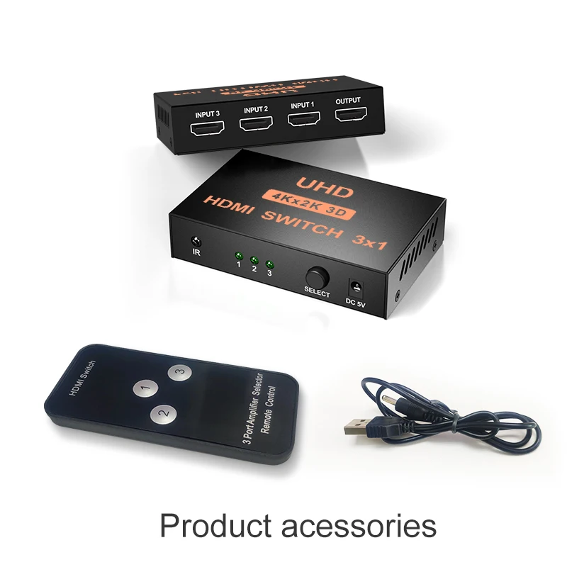 1080P 4K * 2K HDMI-совместимый видеопереключатель HD сплиттер 3 входа 1 выход порт