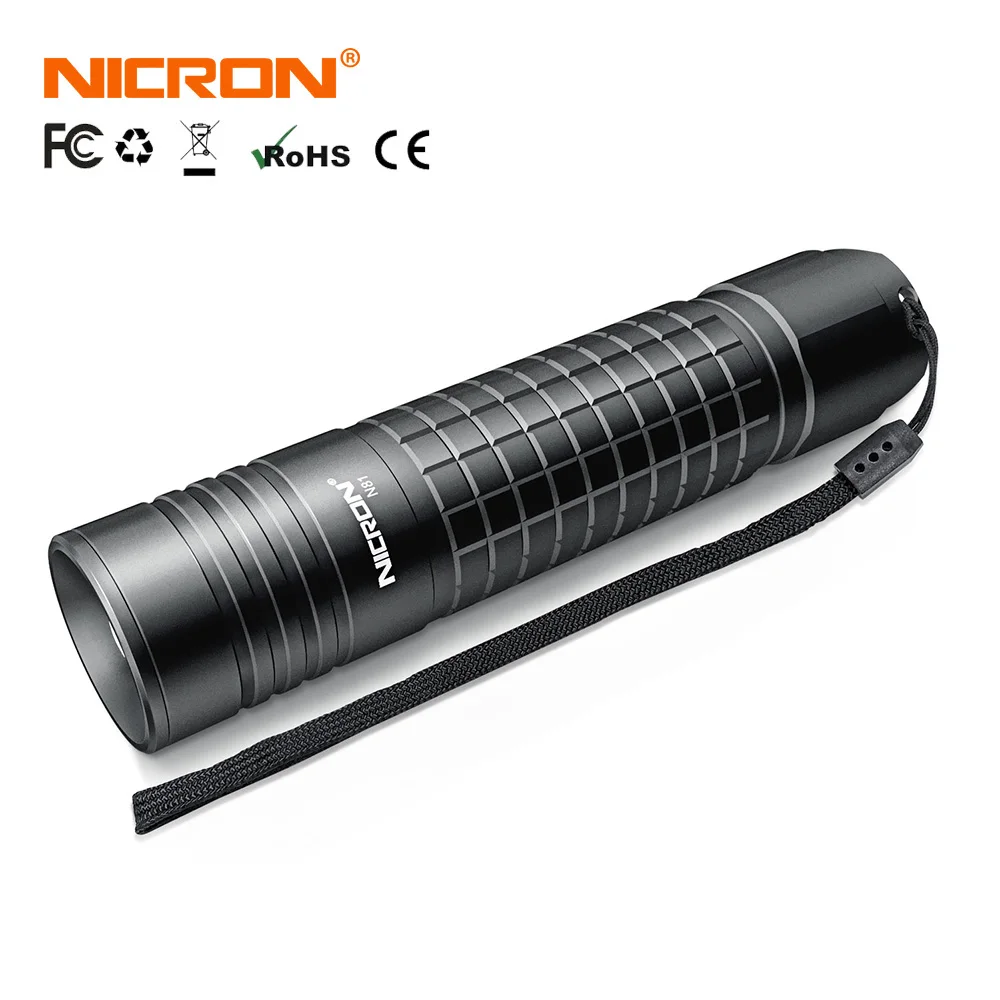 

NICRON Zoomable Mini LED Flashlight 18650 Or AA Battery Dual Power Waterproof IPX4 5 Modes For Outdoor Use LED Torch Light N81