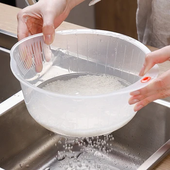 

PP Plastic Rice Beans Peas Washing Filter Strainer Transparent Color Basket Sieve Drainer Cleaning Gadget Kitchen Tool 31