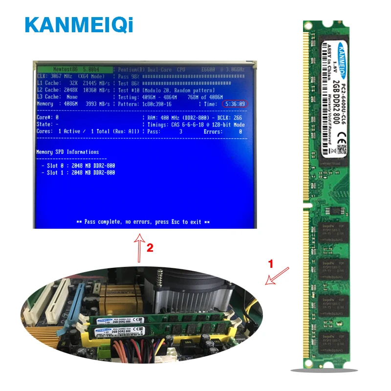 KANMEIQi DDR2 4 Гб (2pcsX2GB) PC2 6400U 800 МГц 533/667 для настольного DIMM оперативной памяти 240pin 1 8