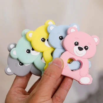 

1pc Baby Teethers Products For Newborns Silicone Rodent Bear Mitten Baby Teether Latex Free DIY Pacifier Pendant Teething Toys