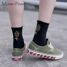 Сезон осень-зима; женские забавные носки; Новинка; носки без пятки с вышивкой белки из мультфильма; Модные женские носки в европейском и американском стиле