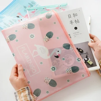 

4 Styles Nice Cute Flamingo Bird Green Cactus A4 File Bag Mesh Bag Document Bag PVC File Folder Stationery Filing Production