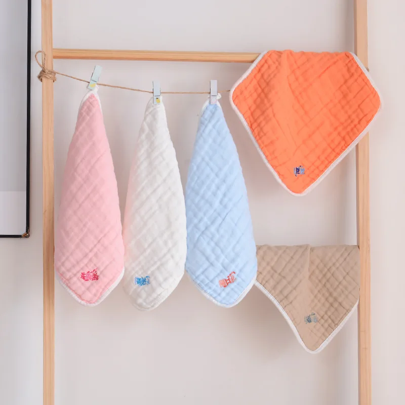  Multi-functional Kerchief Pure Cotton Six-layer Gauze Seersucker Letter Embroidered Embroidered Han